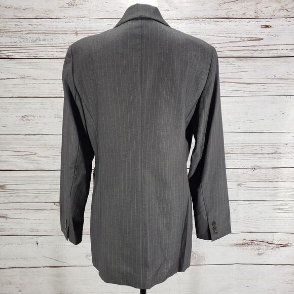 Lafayette 148 New York Gray Pinstriped 100%Wool Blazer Jacket Size 10 - Picture 12 of 15